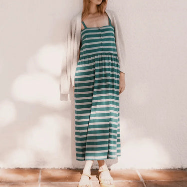 Robe verte à rayures en coton pima pour femmes 34EU