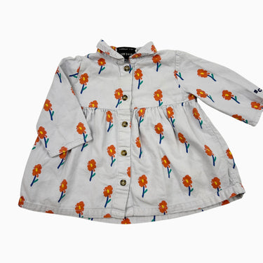 Robe bleue pâle fleurs 3-6M