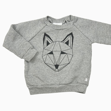 Pull gris tête de renard 6-9M
