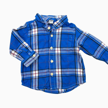 Chemise bleu carreauté en flanelle 12-18M