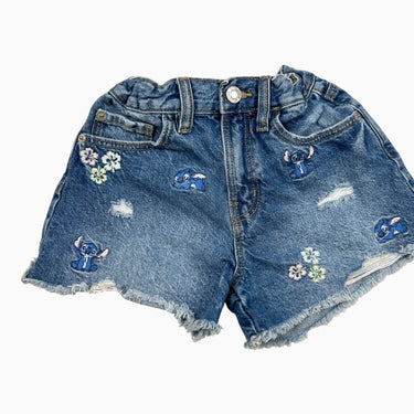 Short en jeans fleurs brodées stitch 8-9Y