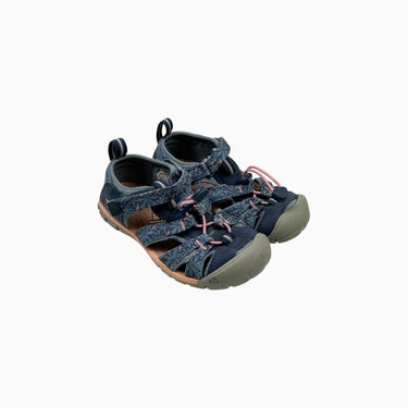 Sandales feermées marine fleurie à velcro 11US