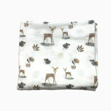 Couverture blanche 'biches' en mousseline