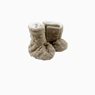 Pantoufles popcorn beige en peluche 0-3M