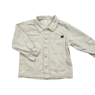 Chemise blanche à rayures en lin et coton 12-18M