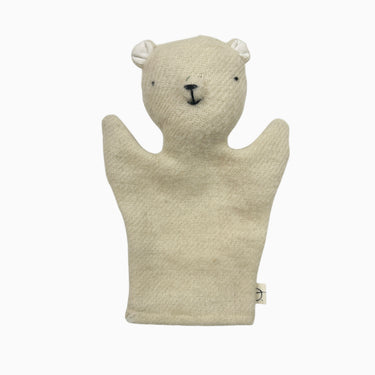 Marionette 'ours' blanc en laine