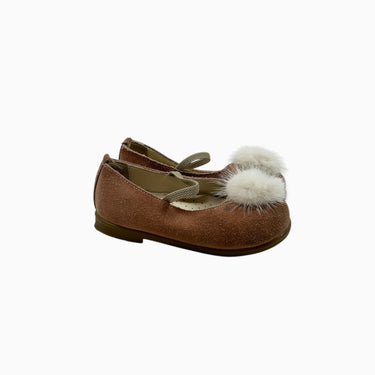 Ballerines vieux-rose avec pompon 23EU
