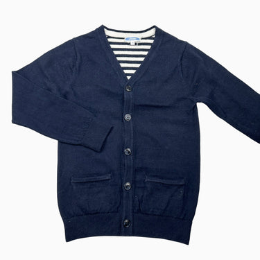 Cardigan marine laine-coton 8Y