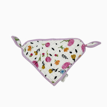 Bandana bavoir fleuri blanc