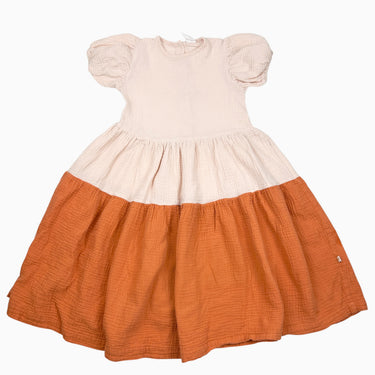 Robe rose et orange en mousseline 6Y