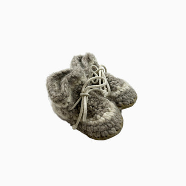 Pantoufles taupe en tricot 14CM 18-24M