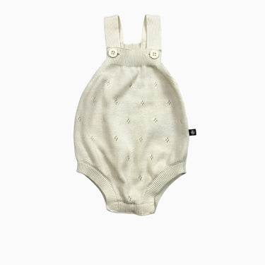 Barboteuse vanille en tricot à pointelle 1M