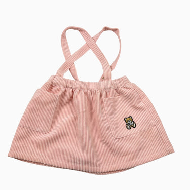 Jupe à bretelle rose ours en corduroy 2Y
