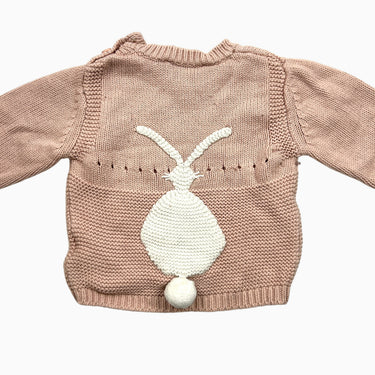 Pull rose 'lapin' en tricot coton-cachemire 6M