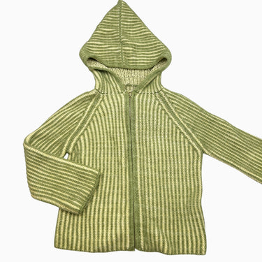 Veste verte à capuchon côtelé coton pima 6-7Y