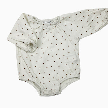 Barboteuse texturé pois marron 1-3M