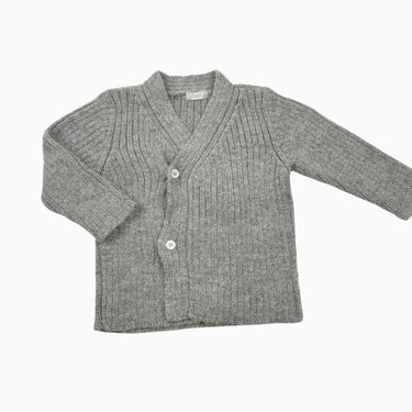 Cardigan gris en tricot d'alpaca 12-18M