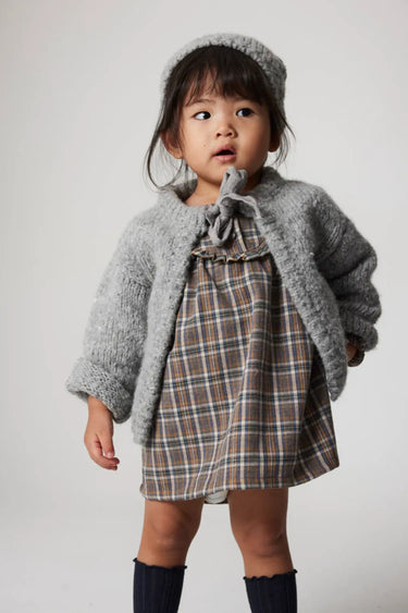 Cardigan gris en tricot d'acrylique, laine, coton et poly 9M