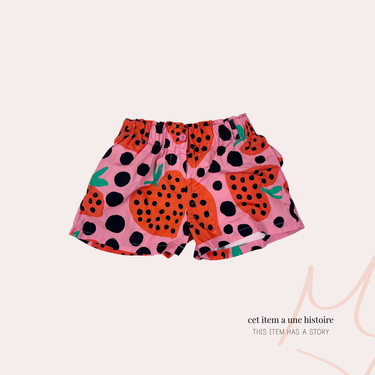 Short rose 'fraises' en coton 4Y