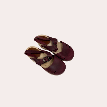 Sandales 'Sabot' bordeaux en cuir 27EU