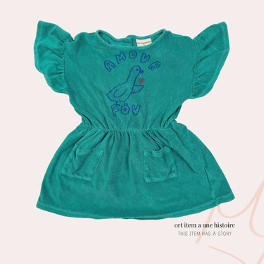 Robe verte 'amour fou' en ratine 3Y